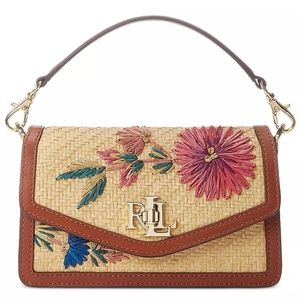 NWT Ralph Lauren Floral Straw Small Tayler Crossbody Bag